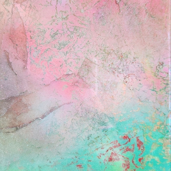 Original Decollage Painting Gallery Wrap Canvas Epoxy Resin Mixed Media, 12x12" - Picture 5 of 8